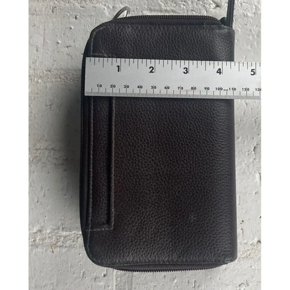 Unbranded Double Zip Pebbled Leather Brown‎ Walletbwith Calculator & Key Chain